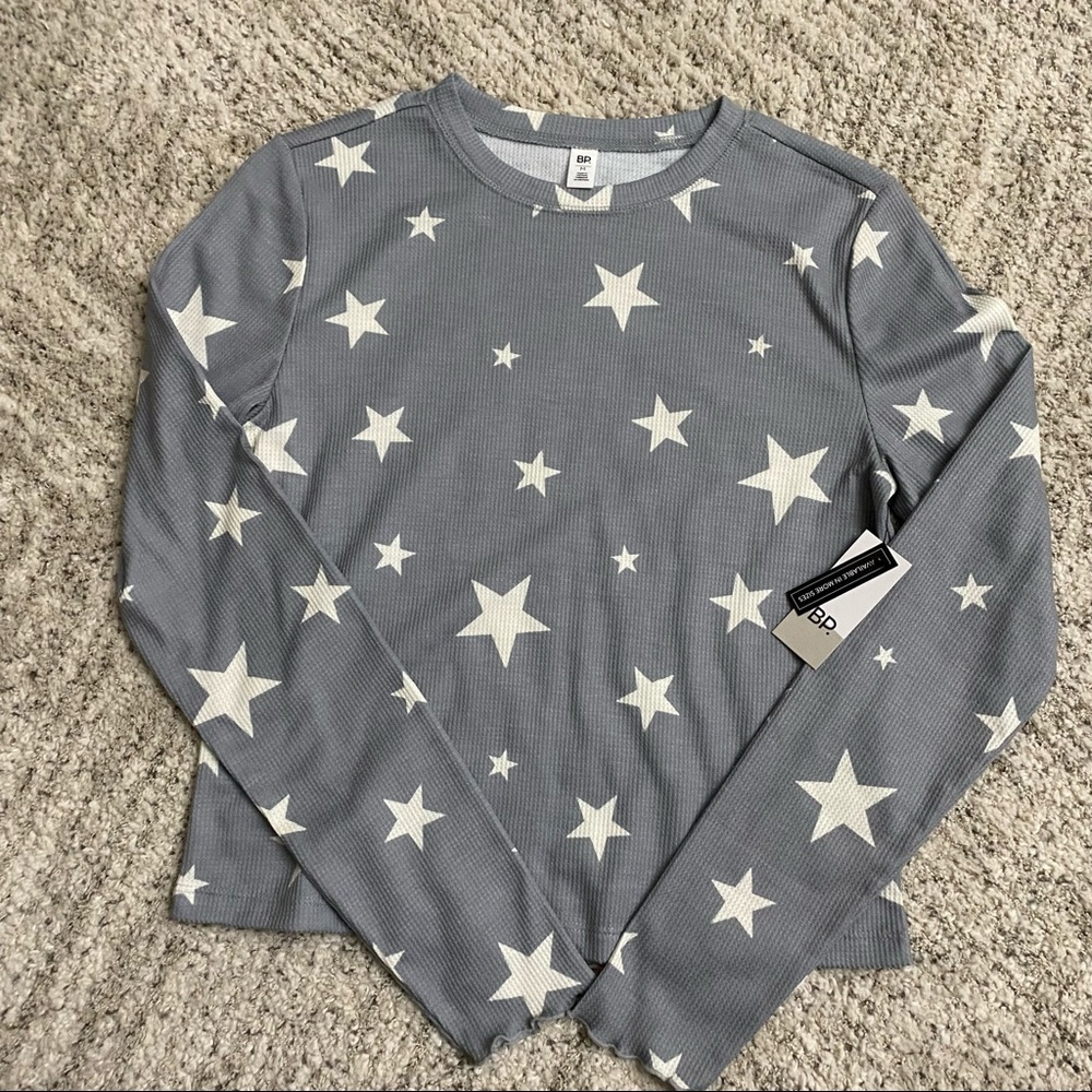 BP. | gray thermal long sleeve with white stars